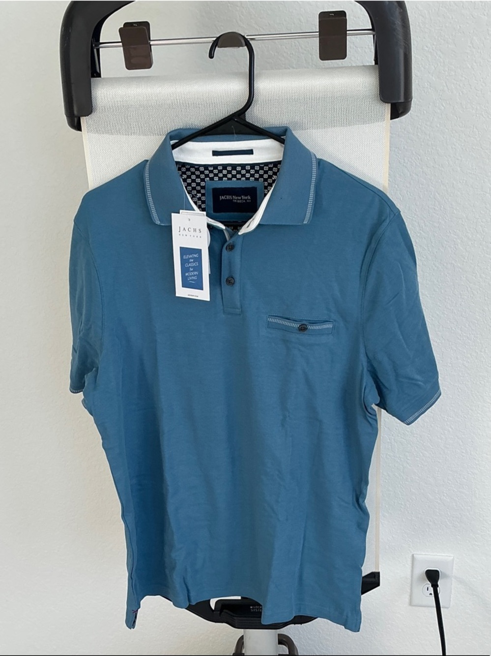 JACHS New York Teal Short-Sleeve Polo with Chest Pocket